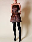 Mini abito con gonna a palloncino in cavallino leopardato