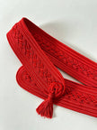Cintura vintage rossa realizzata con intreccio di passamanerie e nappa couture