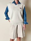Gilet Valentino Sport in cotone beige con scollo a V logo sul petto
