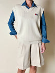 Bermuda Yves Saint Laurent in cotone color sabbia con bottoni dorati con logo YSL