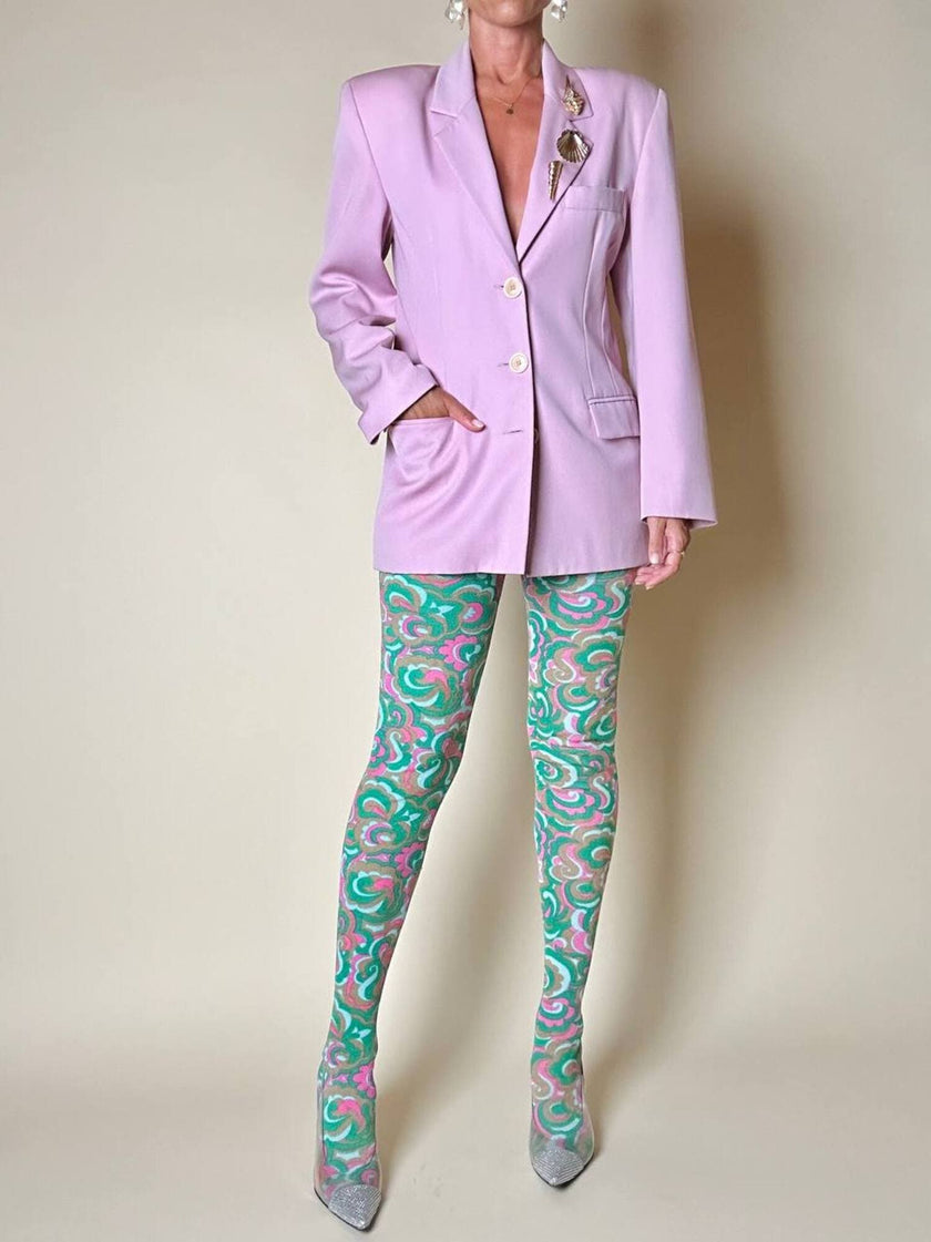 Blazer in rasato di lana merinos super fine rosa “Swish”