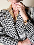 Blazer doppiopetto Mani by Giorgio Armani in lana fantasia pied de poule beige e nera