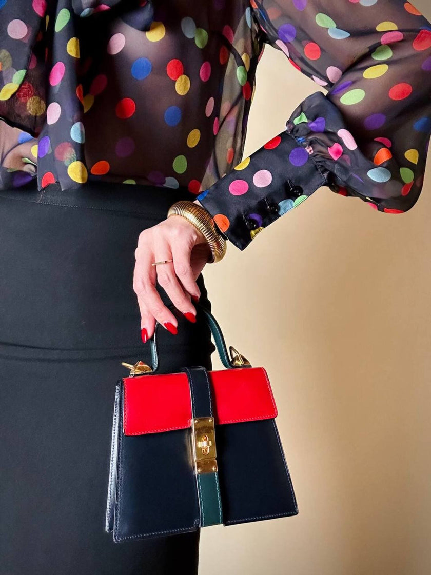 Mini bag modello Kelly in pelle multicolor Umberto Firenze