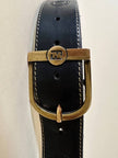 Cintura Fendi vintage in pelle testa di moro con loghi a caldo