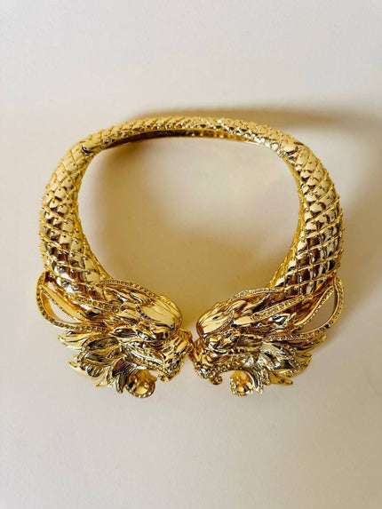 Maxi collier dragoni in metallo dorato “Roberto Cavalli”