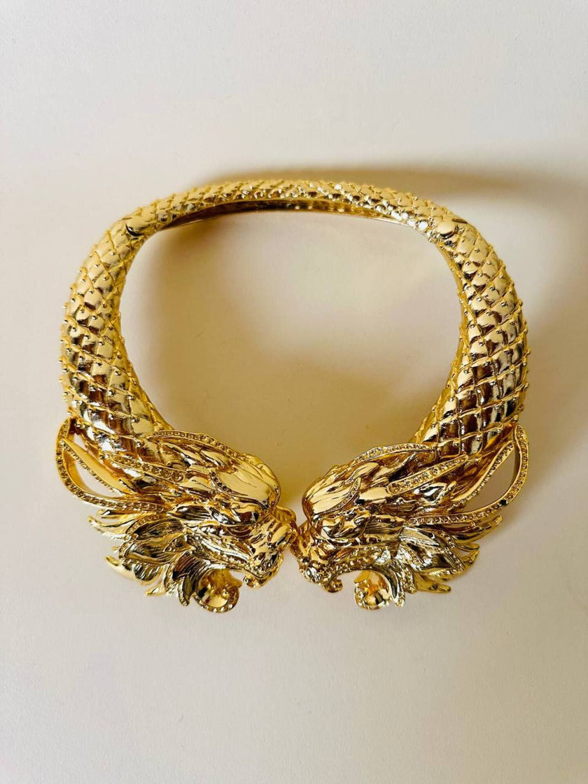 Maxi collier dragoni in metallo dorato “Roberto Cavalli”