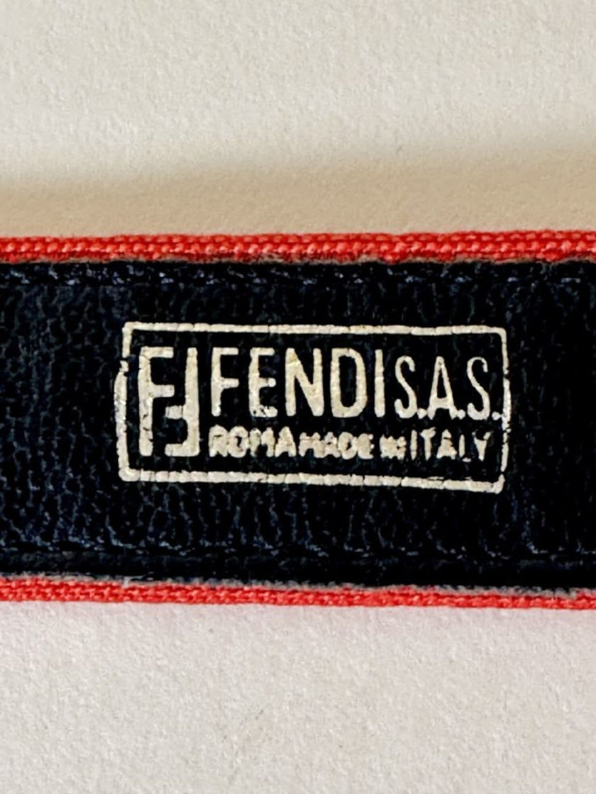 Cintura rossa in tessuto Jaquard con fibbia logo dorata “Fendi”