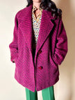 Capottino vintage spinato in tweed di lana e mohair magenta e prugna