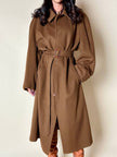 Cappotto lungo oversize in lana e cachemire cammello scuro con cintura in coordinato