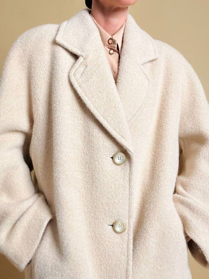 Cappotto sartoriale in lana e alpaca color panna