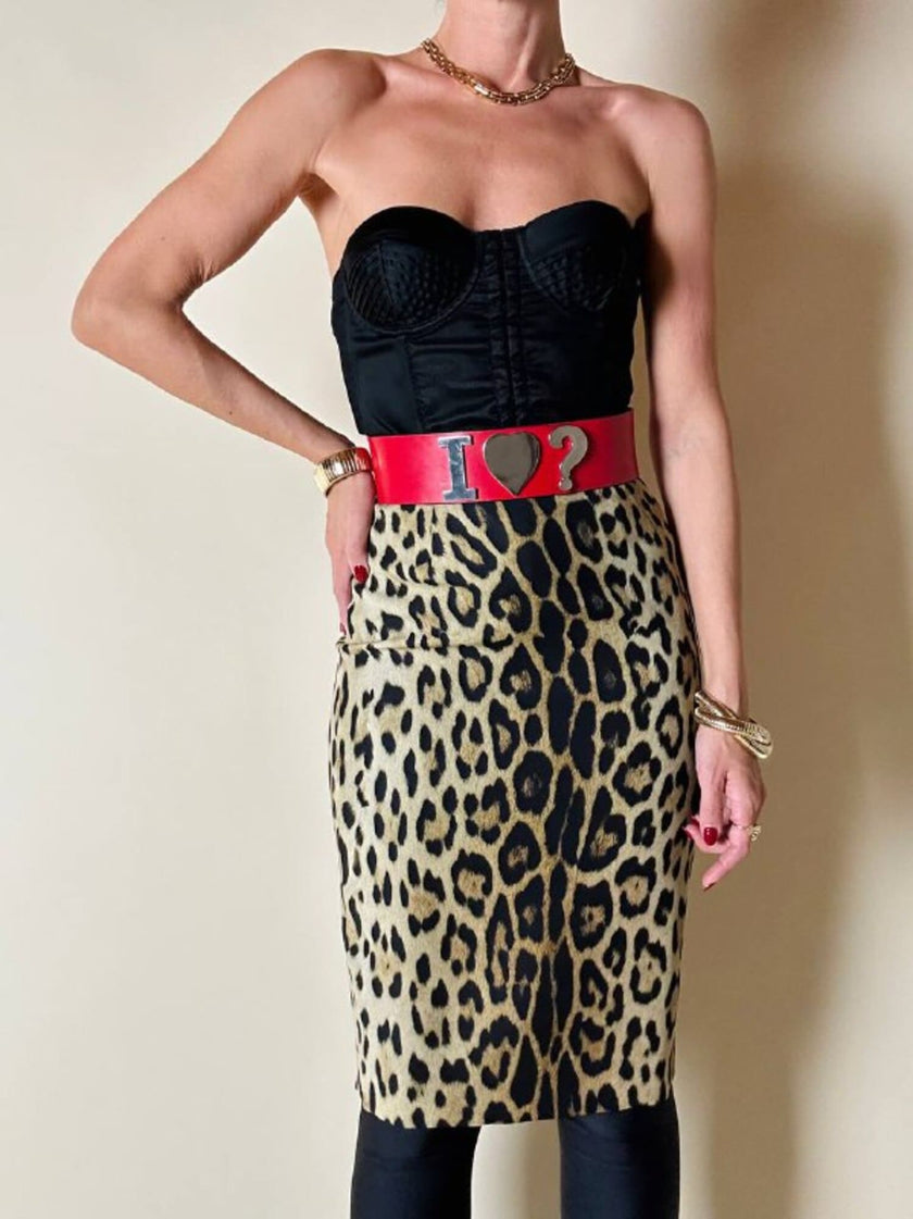 Cintura in pelle rossa I love ? “Moschino Jeans”