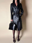 Cappotto/Robe Manteau vintage in pelle nera con spacco posteriore The Bomb