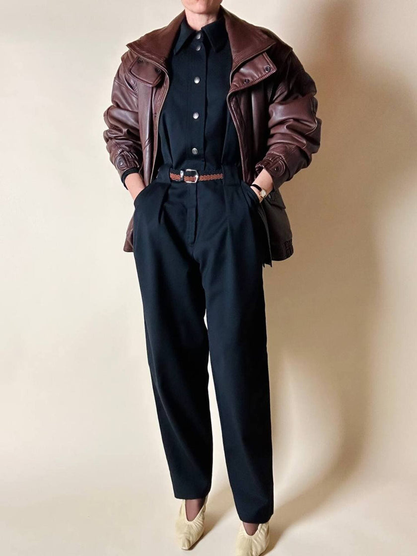 Jumpsuit vintage Yves Saint Laurent in lana nera