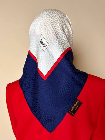 Foulard in seta bianco rosso e blu “Yves Saint Laurent”
