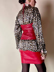 Wrap top in pelle rossa “Marina Babini”