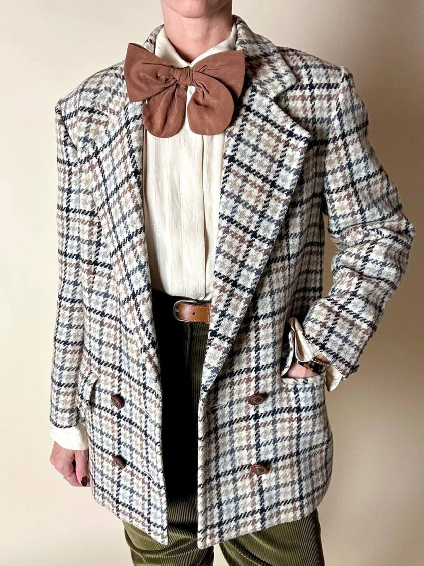 Camicia sartoriale in pura seta jacquard color crema con loghi Gucci