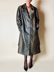 Trench leopardato MikLanD con cintura in coordinato e riporti in pelle nera