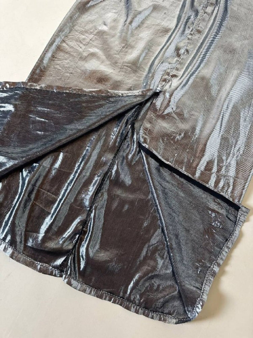 Abito lungo sartoriale in lamè argento