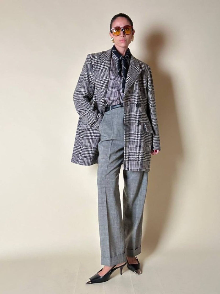 Blazer doppiopetto in lana principe di Galles “Yves Saint Laurent”