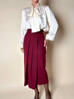 Blusa Yves Saint Laurent con fiocco al collo in seta jacquard avorio fantasia pitone