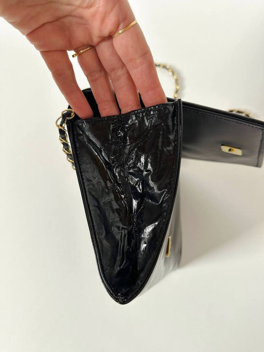 Borsa vintage Fendi con cuciture concentriche e tracolla in catena