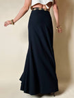 Gonna lunga in crepe nero “Yves Saint Laurent”