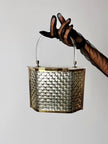 Box Bag vintage in lucite e metallo dorato effetto intrecciato