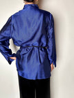 Giacca-camicia vintage in tessuto jacquard bluette