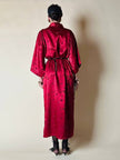 Kimono rosso bordeaux in tessuto Jacquard