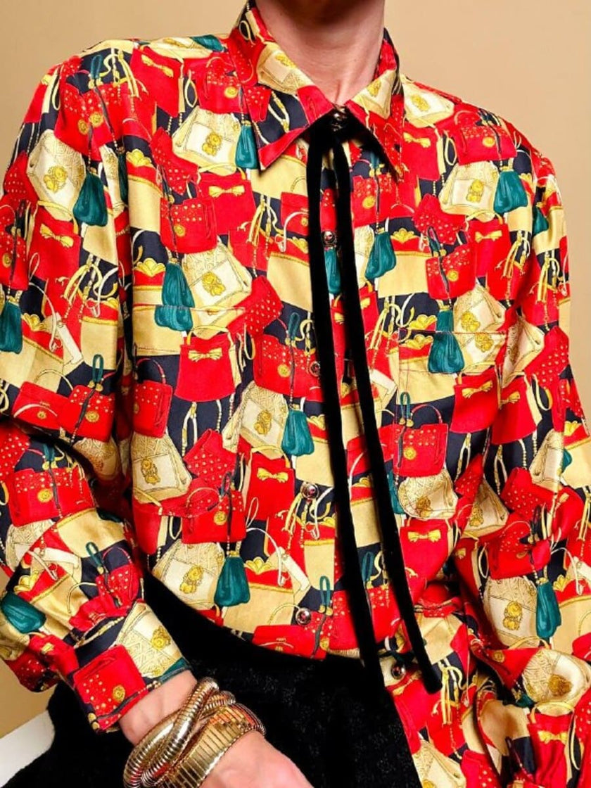 Camicia sartoriale in drill di seta fantasia mini bag