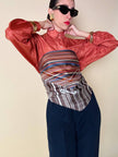 Foulard in seta Philippe De Villière con fantasia grafica multicolore