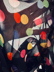 Camicia con fiocco in chiffon di seta nero a pois multicolor “D&G”