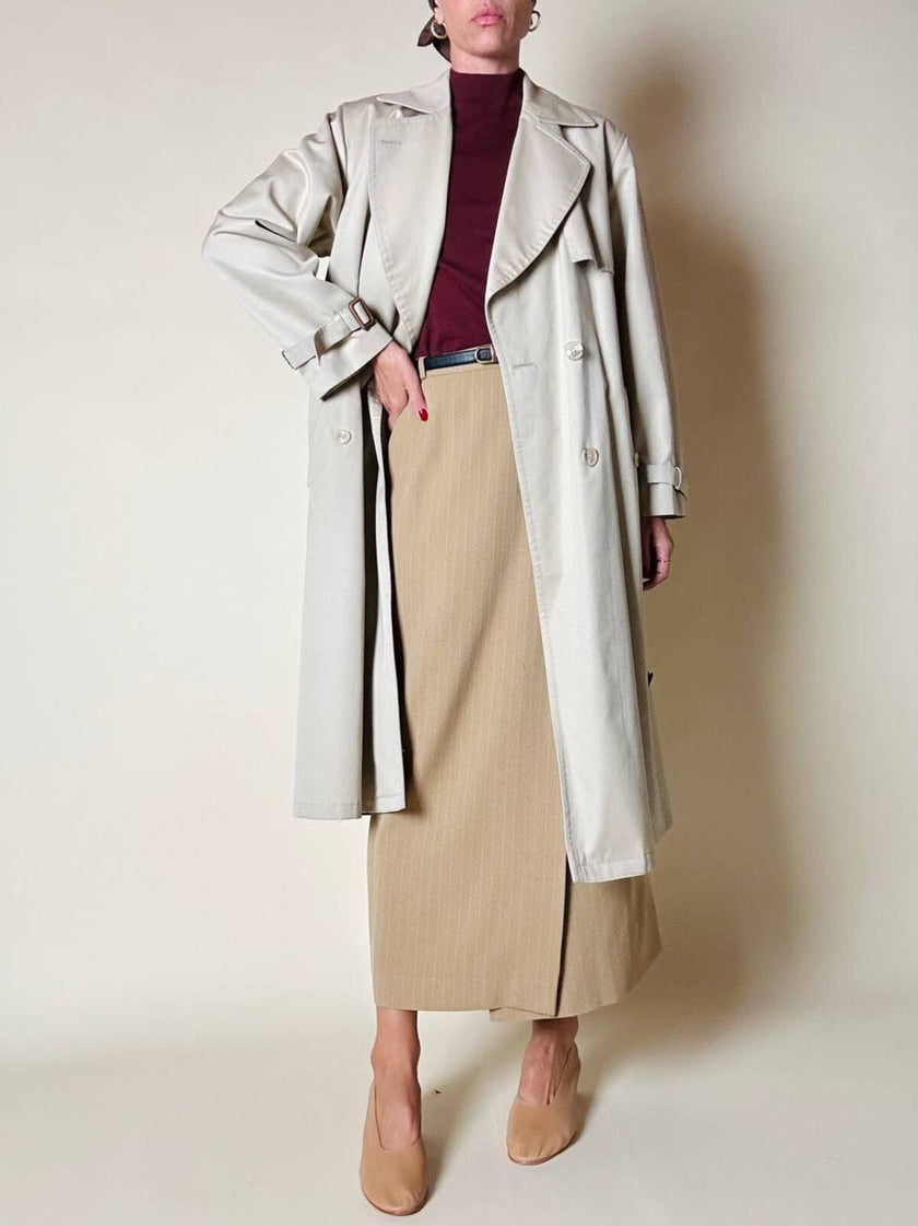 Trench in gabardine color corda con interno in lana rimovibile “Hazard”