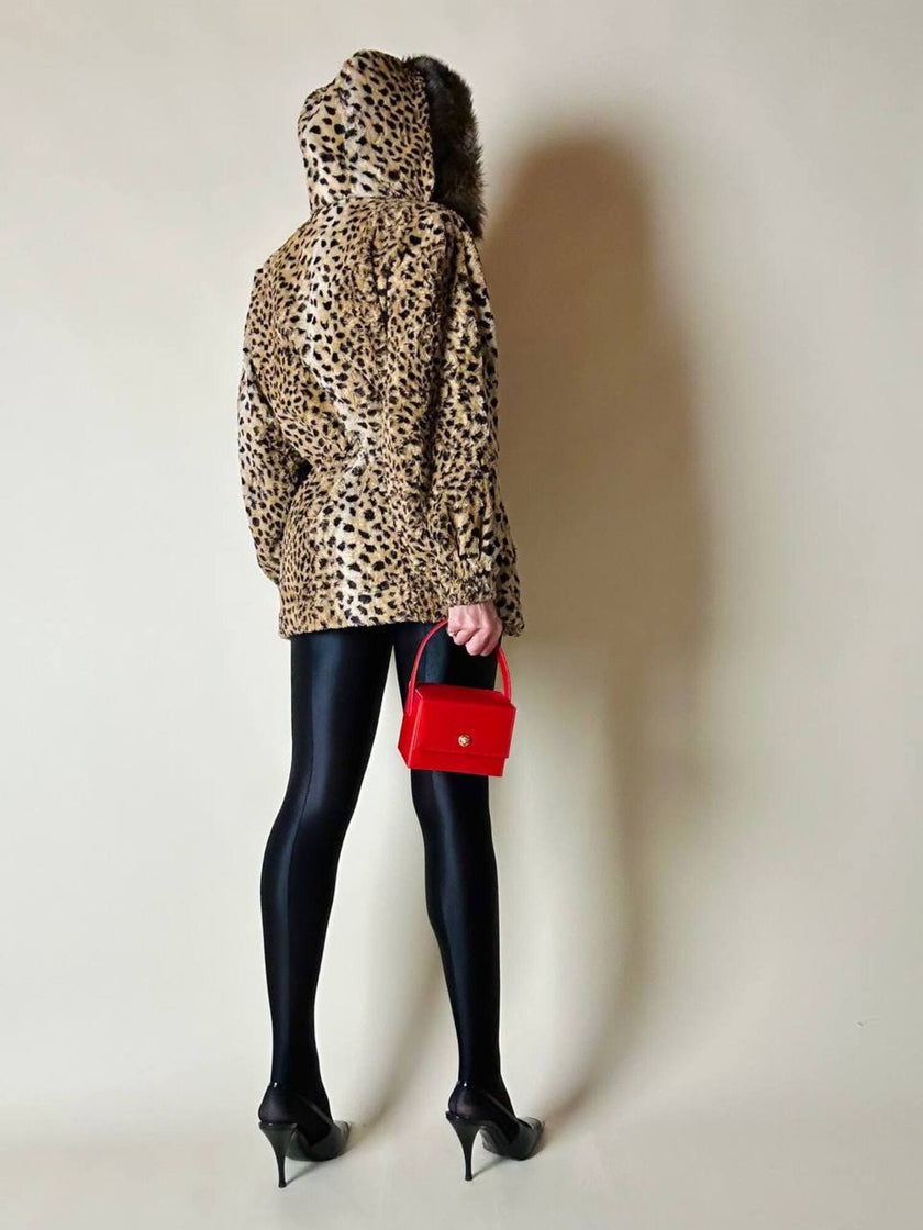 “Yves Saint Laurent” faux fur leopard print parka