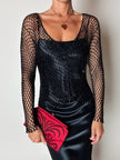 Giacca gioiello vintage in rete di perline nera Byblos Blu