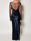 Maglia gioiello vintage List in rete operata con microperline nere