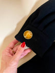 Cappotto nero con maxi bottoni gioiello multicolor “Yves Saint Laurent”