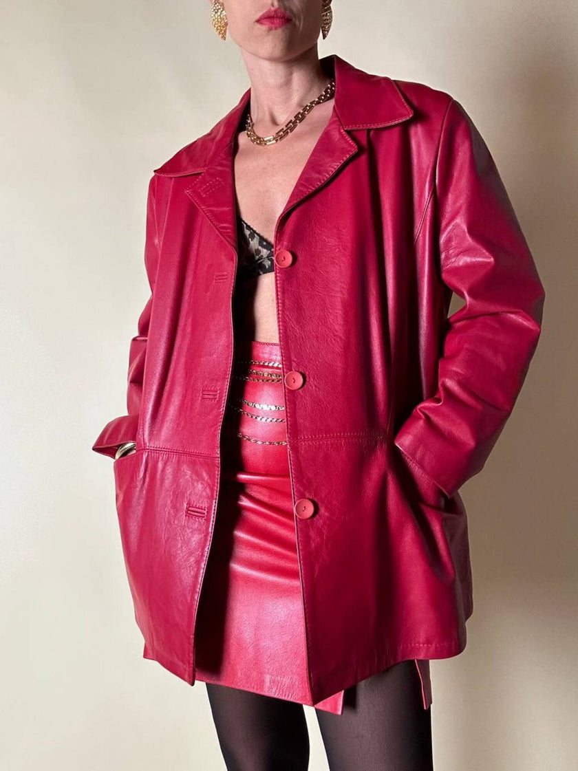 Giacca in pelle rossa
