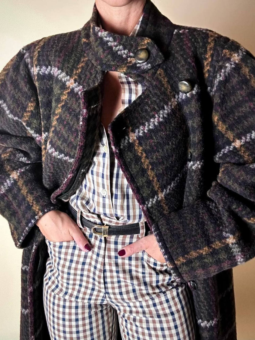 Cappotto lungo in pura lana vergine  fantasia tartan Fashion By Classic
