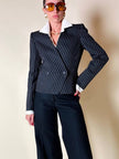 Mini blazer doppiopetto gessato in lana nera “Salvatore Ferragamo”