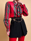 Camicia in taffetà di seta fantasia tartan 