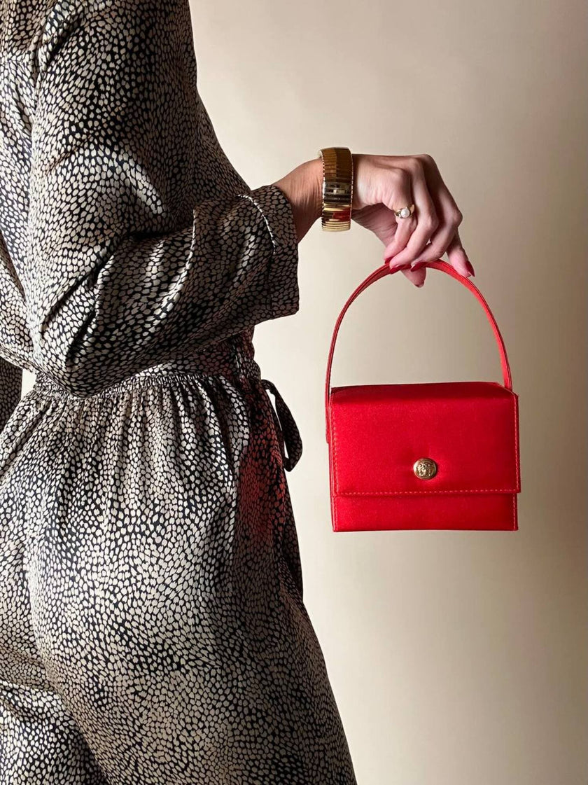 Mini bag in raso rosso “Versace Profumi”