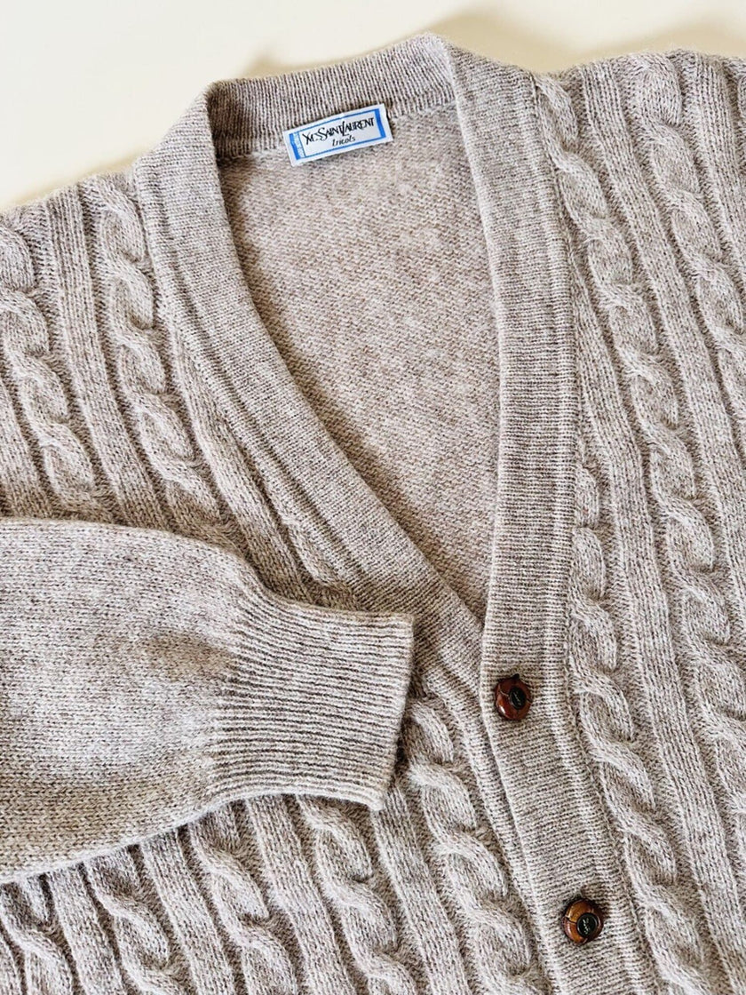 Cardigan Yves Saint Laurent vintage in lana beige con bottoni berlebeck