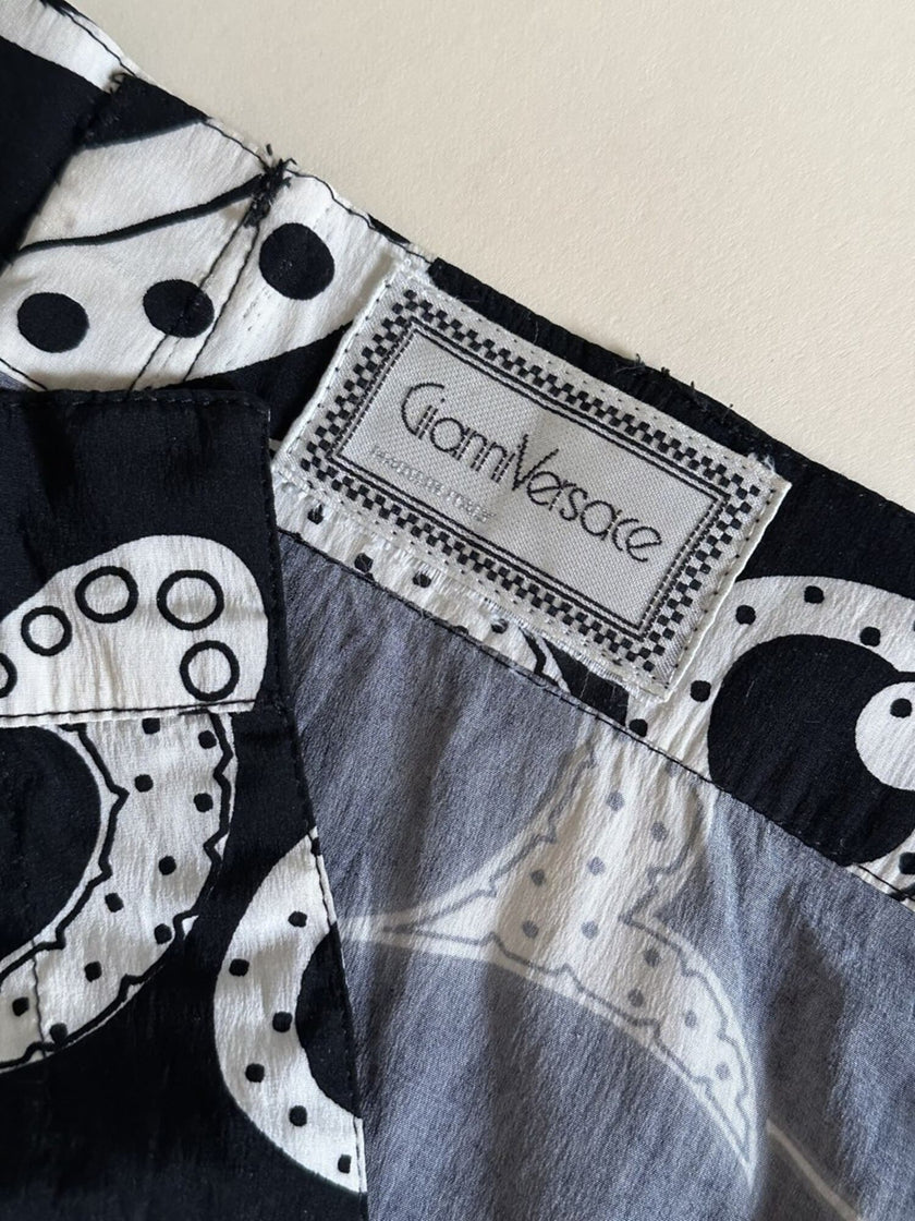 Leggings vintage Gianni Versace fantasia Silver Baroque bianca e nera