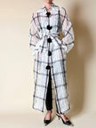 Trench lungo in organza di seta bianca operata con maxi bottoni neri “Emporio Armani”