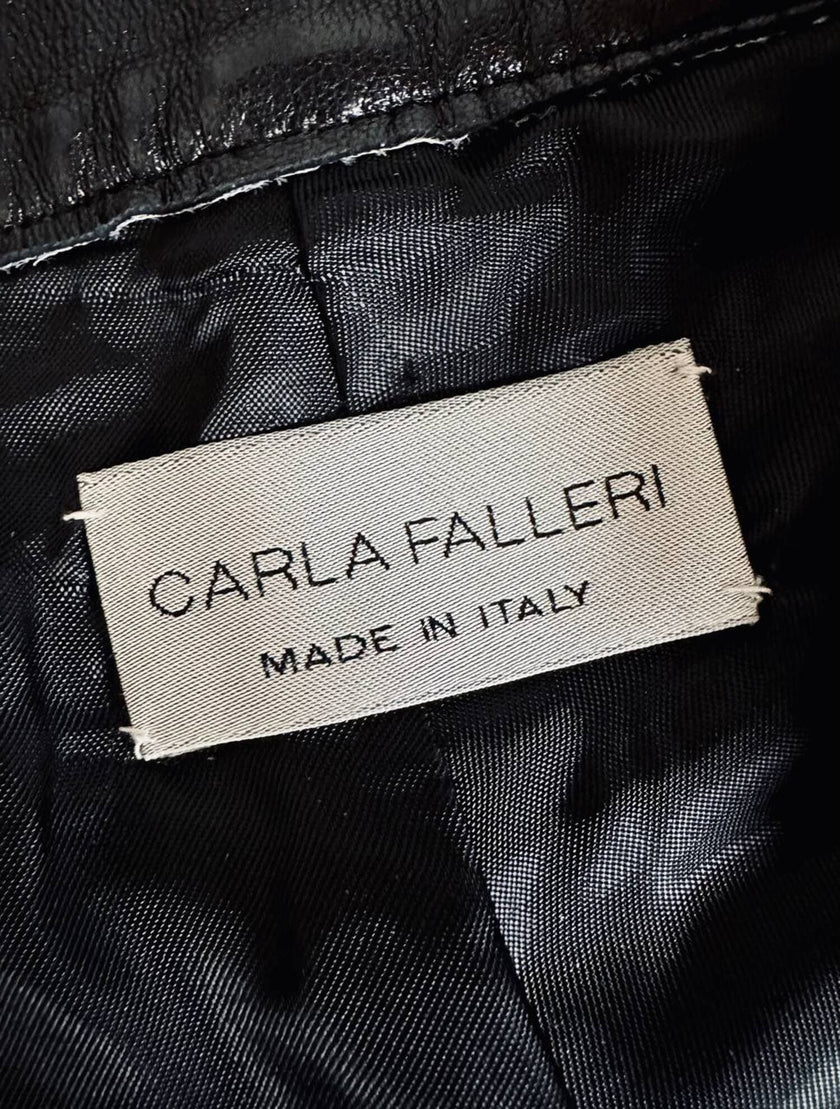 Pantalone a cinque tasche in pelle nera “Carla Falleri”