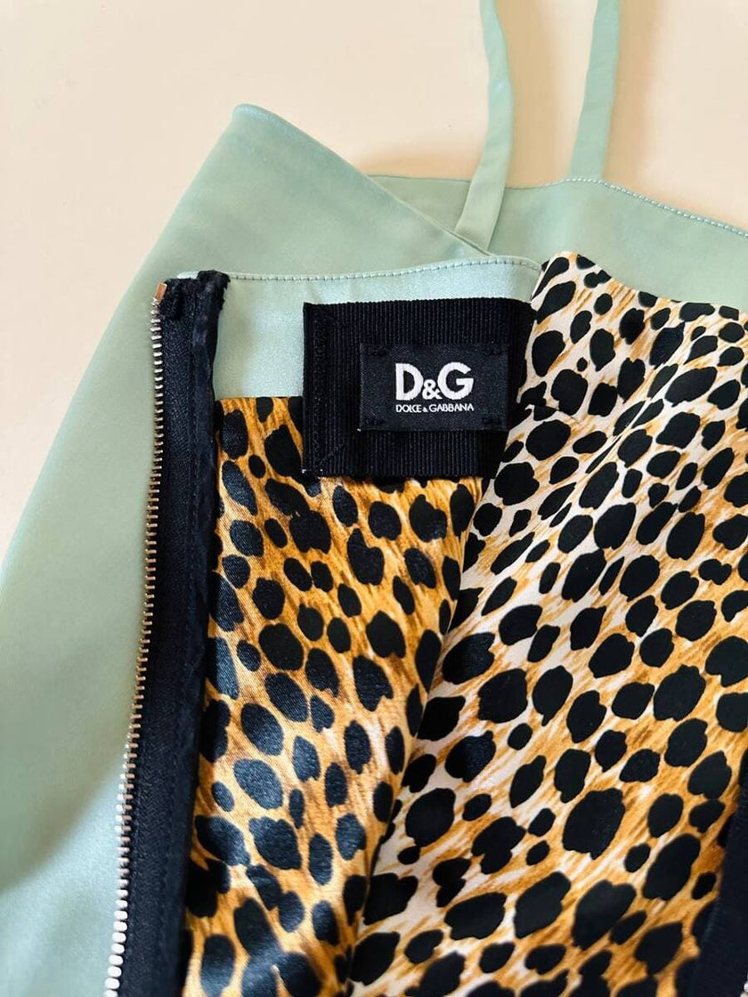 “D&G” aquamarine stretch satin sheath dress