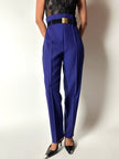 Pantalone vintage Cristina Gavioli a vita con piega in lana blu violetto