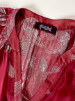 Blusa vintage Hale Bob in chiffon bordeaux fantasia floreale in lamé argento