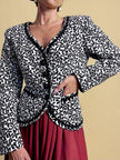 Giacca in cotone piquet bianco con fantasia a fiocchi neri “Yves Saint Laurent”
